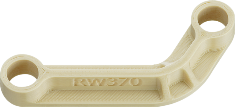 Element specjalny drukowany w 3D, wykonany z materiału RW370 dla branży kolejowej.